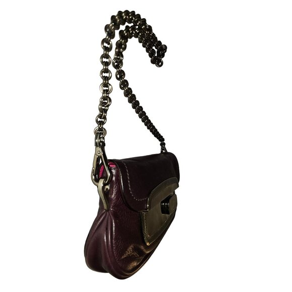 Prada Purple Lambskin Leather Shoulder Bag Mirror Chain Bag w Chain Strap - Picture 4 of 12